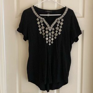 Style & Co Women's Dressy Black T-Shirt - Short Sleeves Medium Black